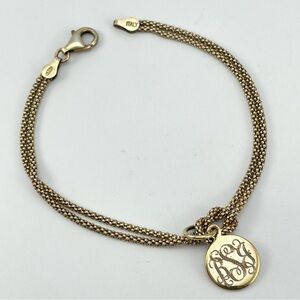 Vintage Italian 925 Sterling Silver Gold Vermeil Monogram Bracelet